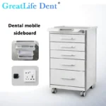 Stainless Steel Mobile Dental Cabinet 5 Drawers Slider Cabinet with Combination lock and Charging for Clinic Hospital Office
