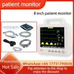 Vital Signs Monitor 8 inch screen human/Vet Use Portable 6-parameter monitor ECG/NIBP/PR/SPO2/RESP/TEMP