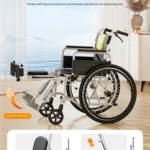 Folding lightweight wheelchair for paralyzed elderly portable wheelchair for elderly care vehicle